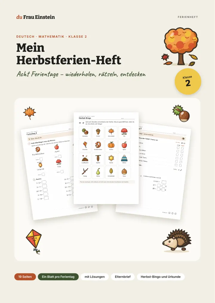Cover: Mein Herbstferien-Heft Klasse 2