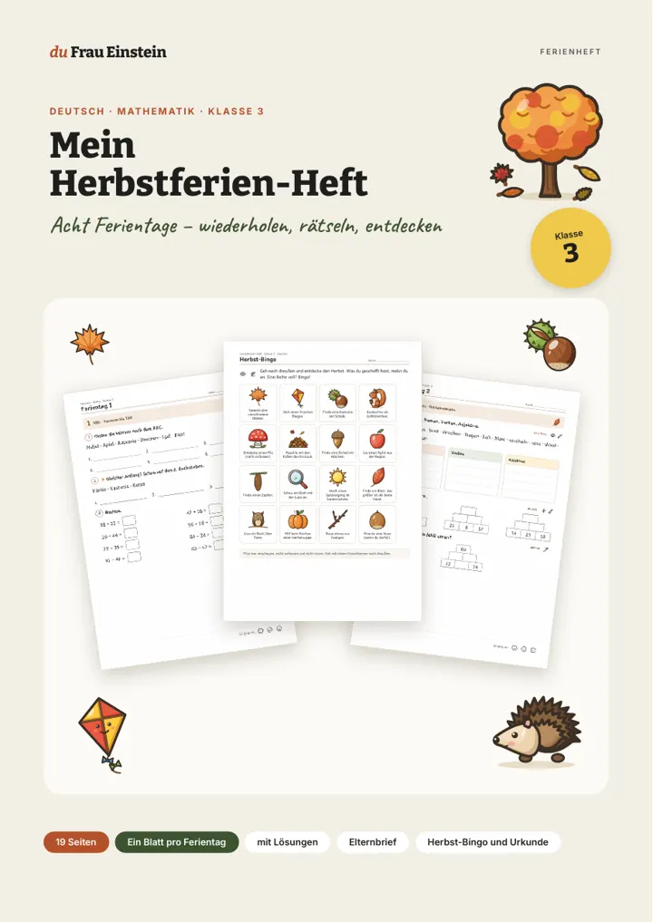 Cover: Mein Herbstferien-Heft Klasse 3