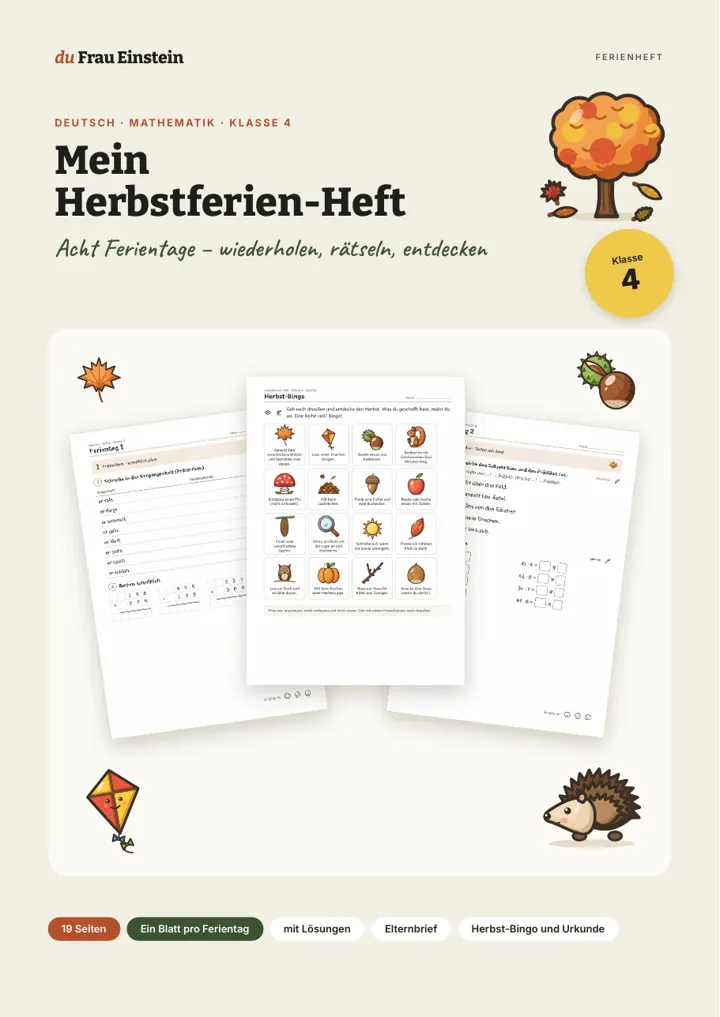 Cover: Mein Herbstferien-Heft Klasse 4
