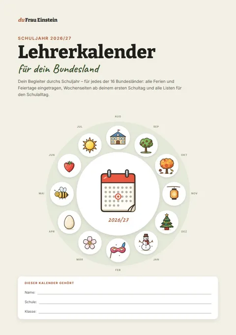 Paket: Lehrerkalender 2026/27 für dein Bundesland